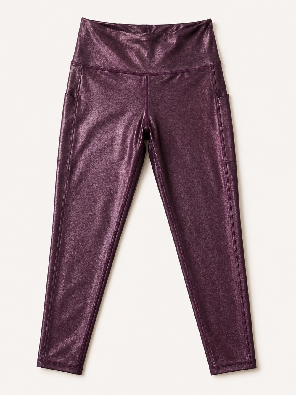 ZYIA Light n Tight 7/8 Metallic Leggings | Plum Shimmer | High Rise | Size 12